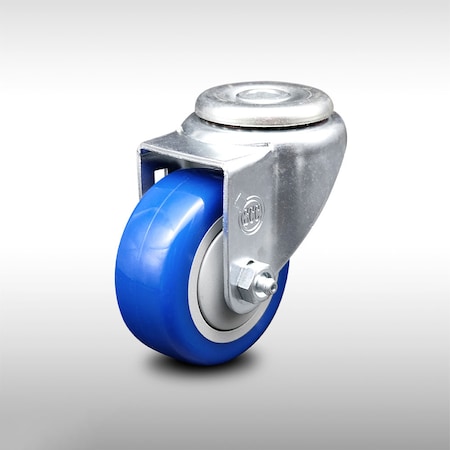 Service Caster 3 Inch SS Blue Polyurethane Wheel Swivel Bolt Hole Caster SCC-SSBH20S314-PPUB-BLUE